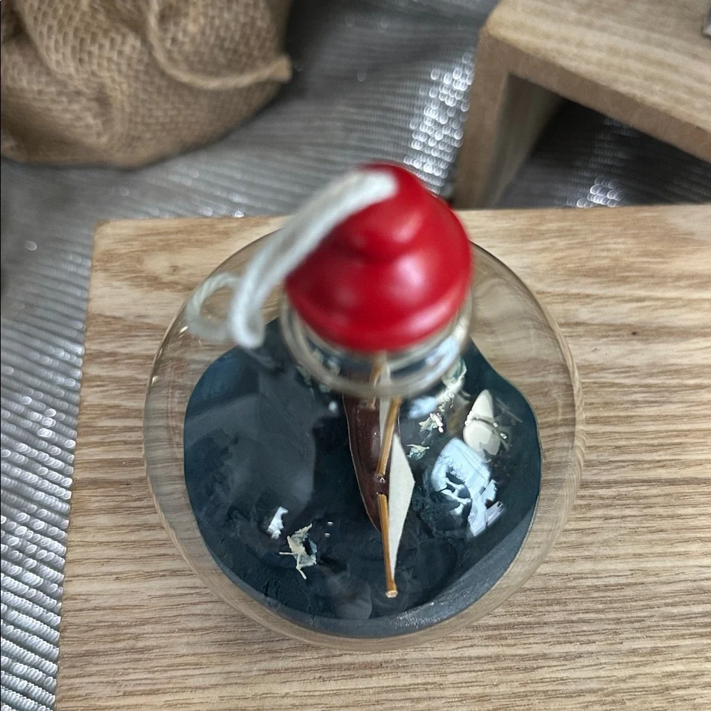 Crate & Barrel Ship-In-A-Bottle Glass Christmas Ornament Nautical‎